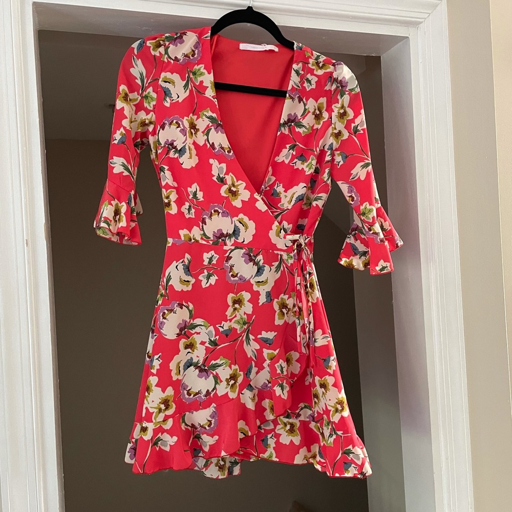 ZARA - coral colored floral romper